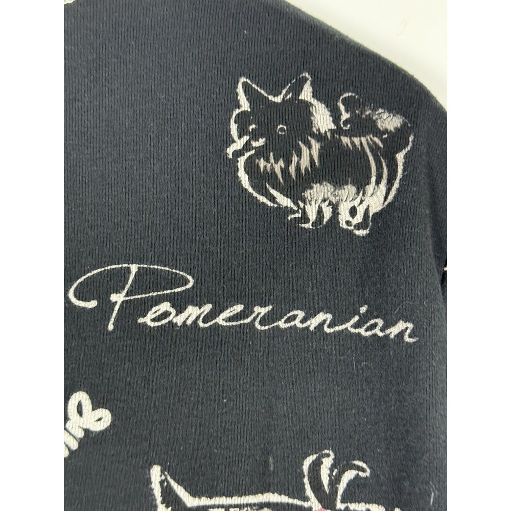 Jess and Jane‎ Top Womens Small Black Dog Doodle Embellished Cotton Made in USA - Picture 14 of 16